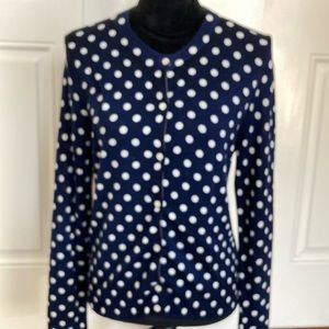 J Crew Navy Polka Dot Button Down Cardigan